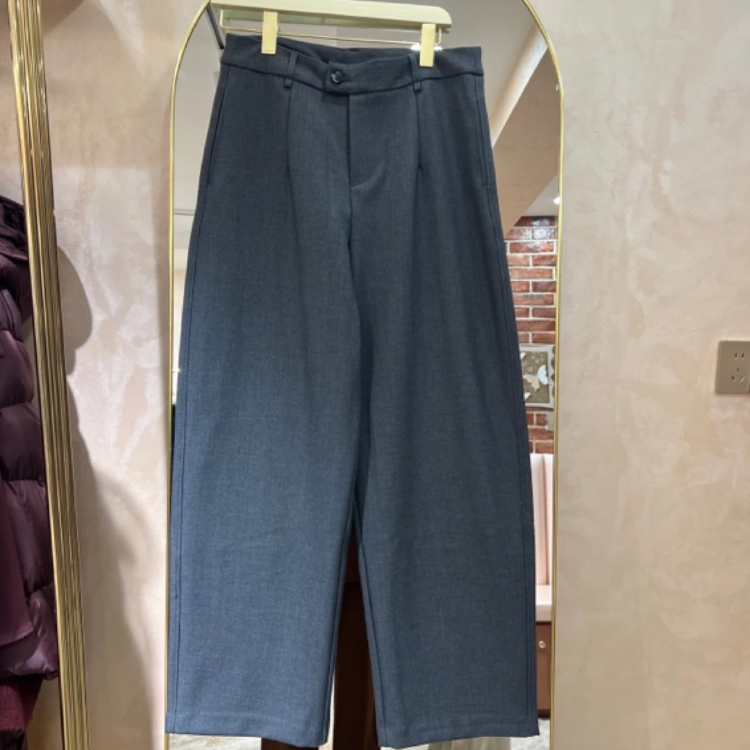 高腰直筒西装裤阔腿裤23396