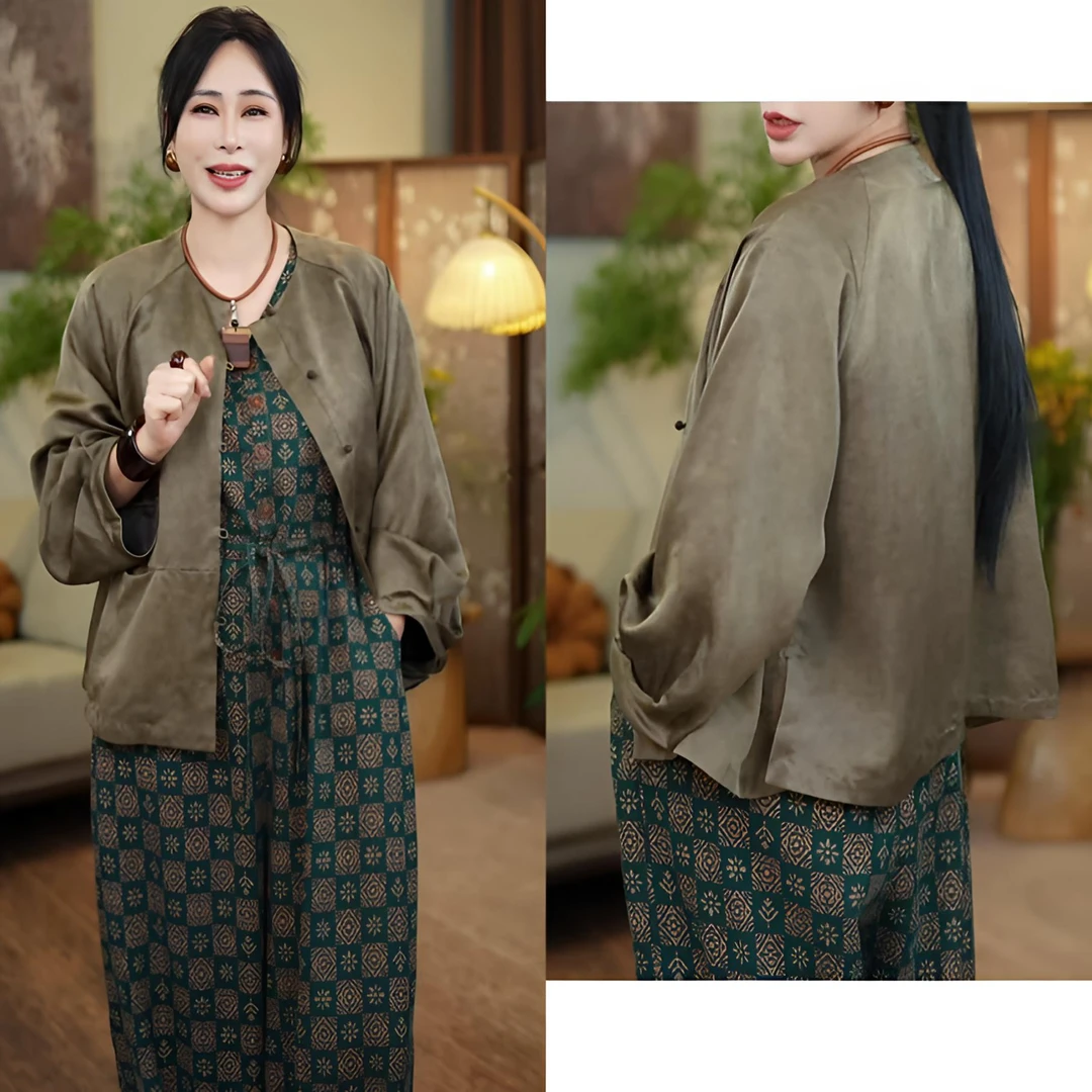 利琪高订国风萃影气质龟裂纹轻奢百搭休闲新款外套A6041