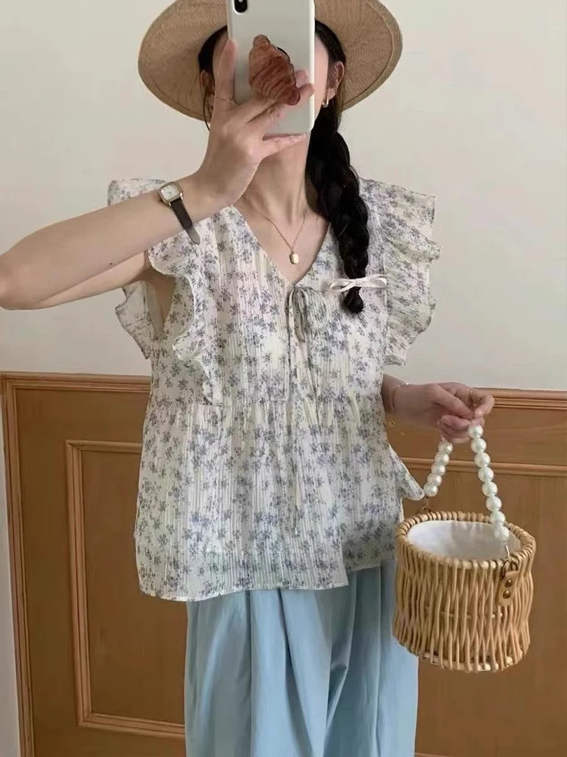 《大梅姐》碎花无袖上衣25860