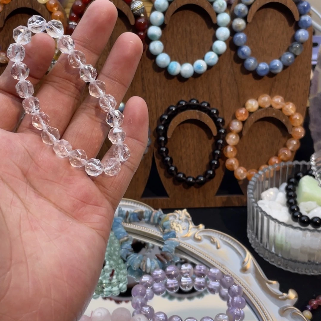 水晶手链未镶嵌纯天然白水多棱