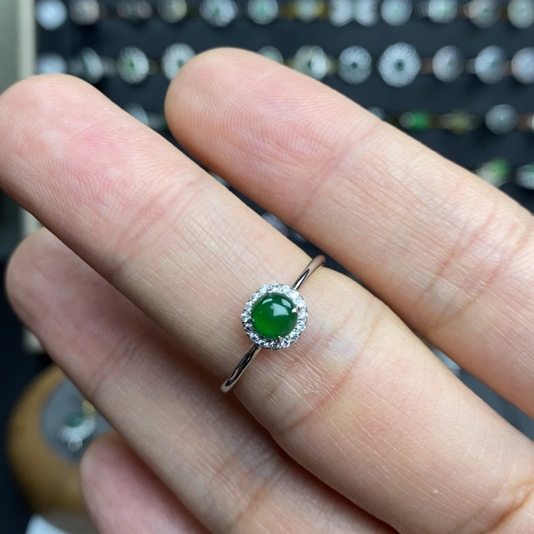 翡翠戒指银S925镶嵌11111