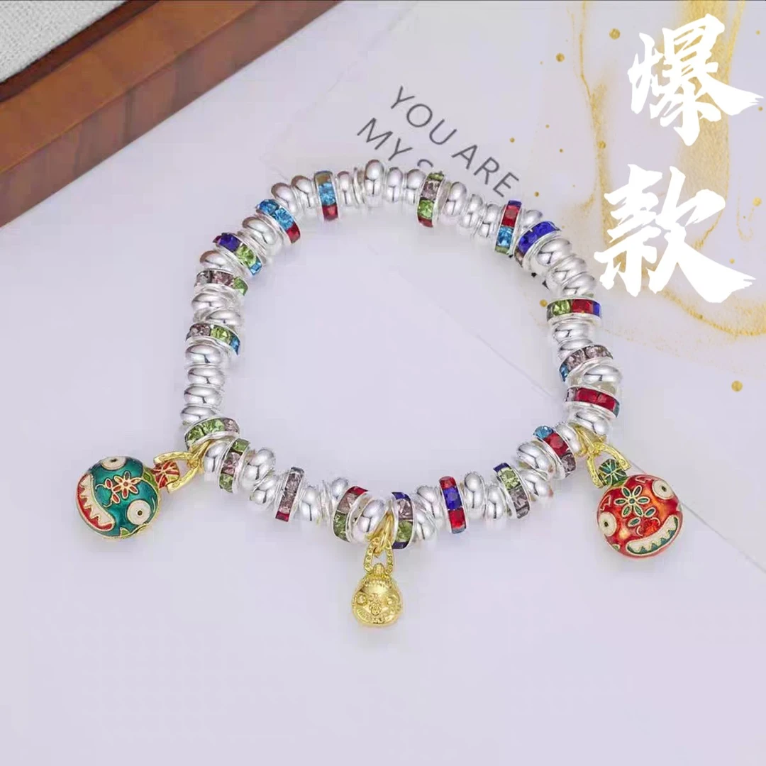 足银手链 61号-彩钻吞金兽盘缠【手链】