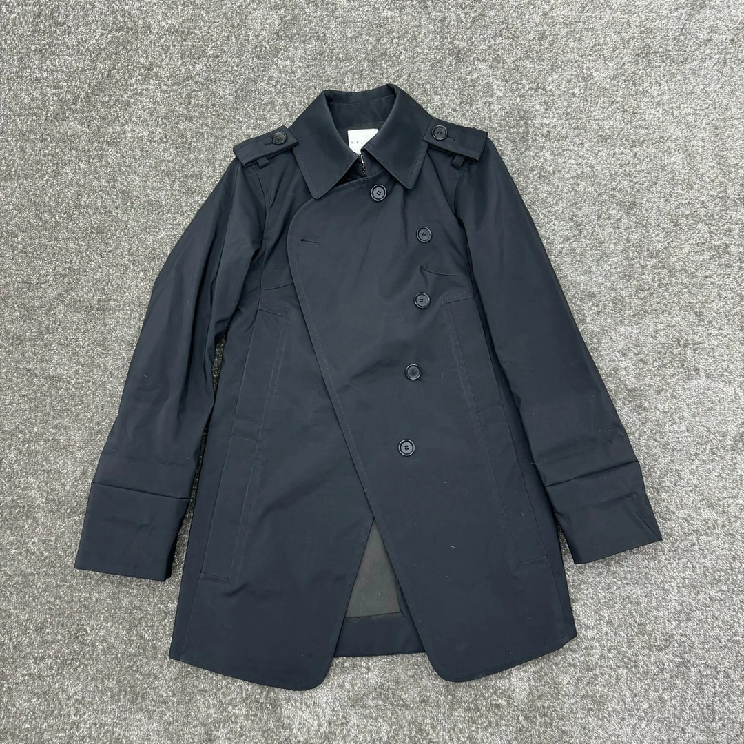 99新 Celine/思琳 9941667 nz Celine赛琳 黑色长款风衣 36码