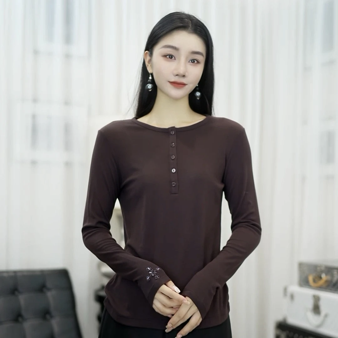 BETTY BAIRN 经典高级感精纺羊毛莱赛尔叠穿百搭上衣T恤BW1365