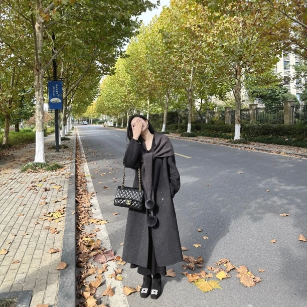 大雯子【发财大衣】2025F/W超软羊毛大衣长款“秘狐雪境”气质长款