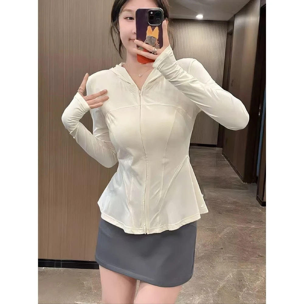 大码胖mm轻薄冰感修身防晒衣女夏季新款防紫外线瑜伽外套防晒上衣
