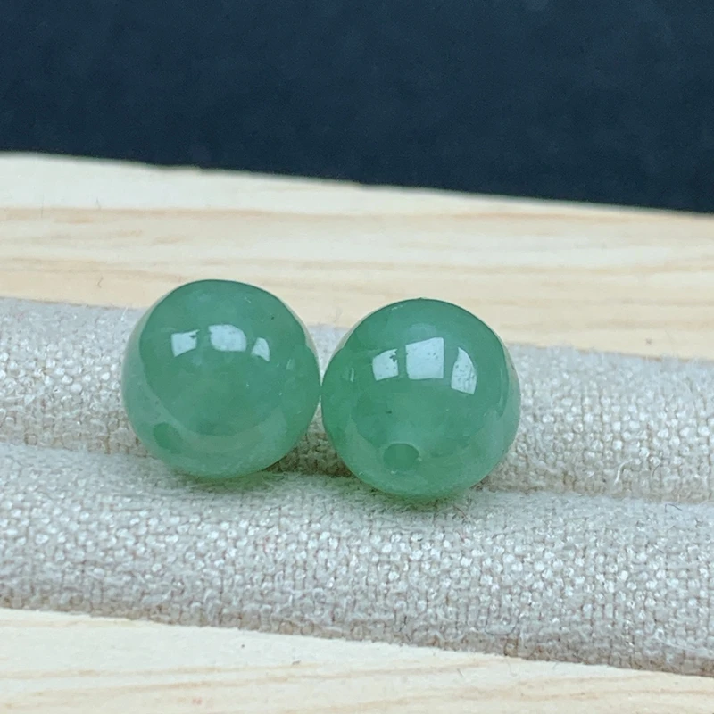 单珠约卡6.8一对转运珠缅甸天然翡翠A货转运珠老坑料冰润飘花配珠