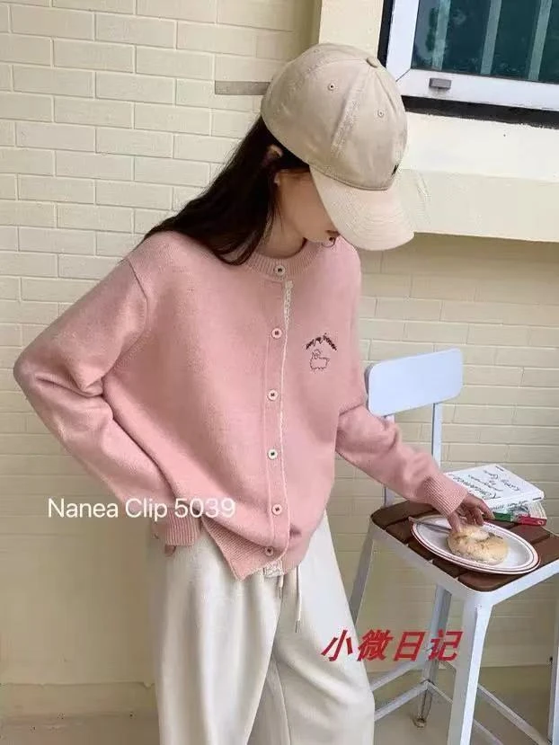 小羊花边长袖短款时尚休闲百搭宽松韩版秋季