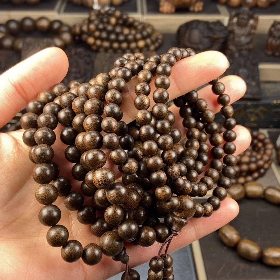 沉香手串大*兄越南芽庄白棋楠玉化老料