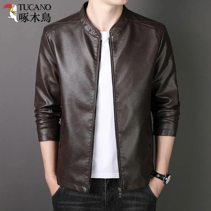 TUCANO/啄木鳥男士秋冬皮衣立领夹克韩版帅气时尚修身休闲外套潮