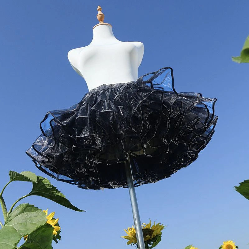 裙撑Lolita四层软纱撑暴力日常蓬蓬裙洛丽塔COS衬裙短款35CM黑色