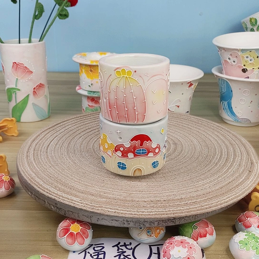 手绘手工制作陶瓷42花盆