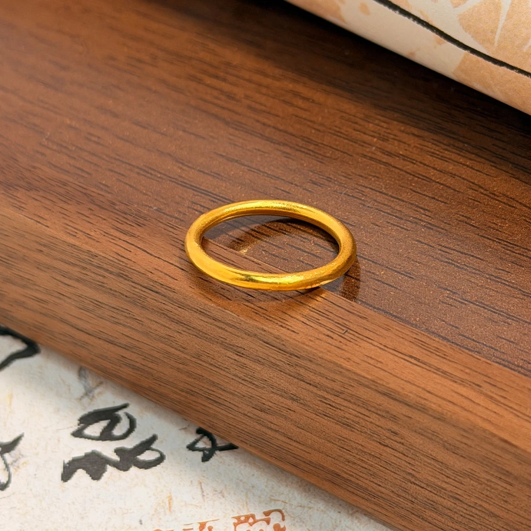 足银戒指 足银镀金【经典素圈戒指】古法通勤小众男女对戒