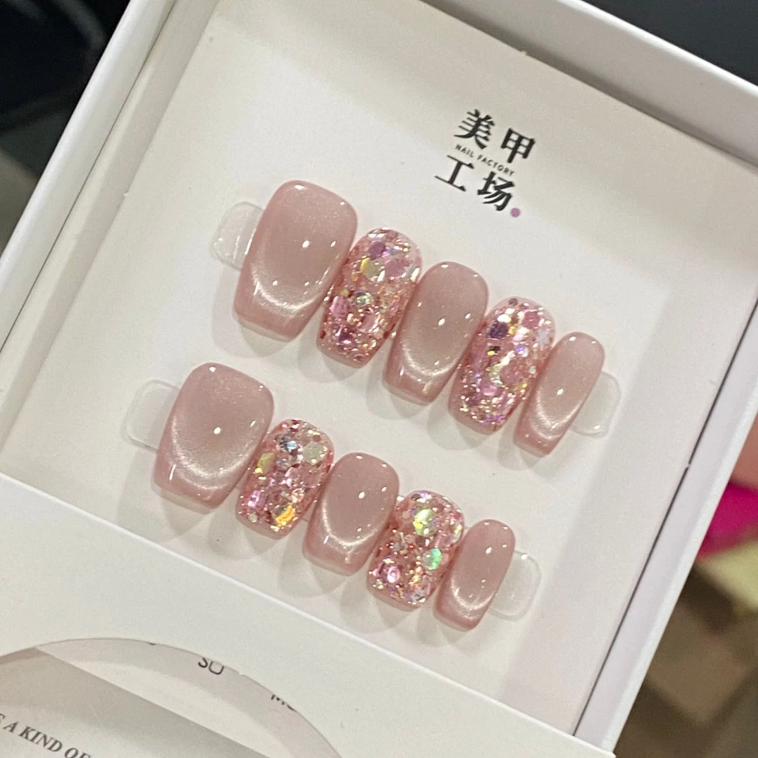 现货-【蜜桃女孩】纯手工穿戴甲-可重复使用