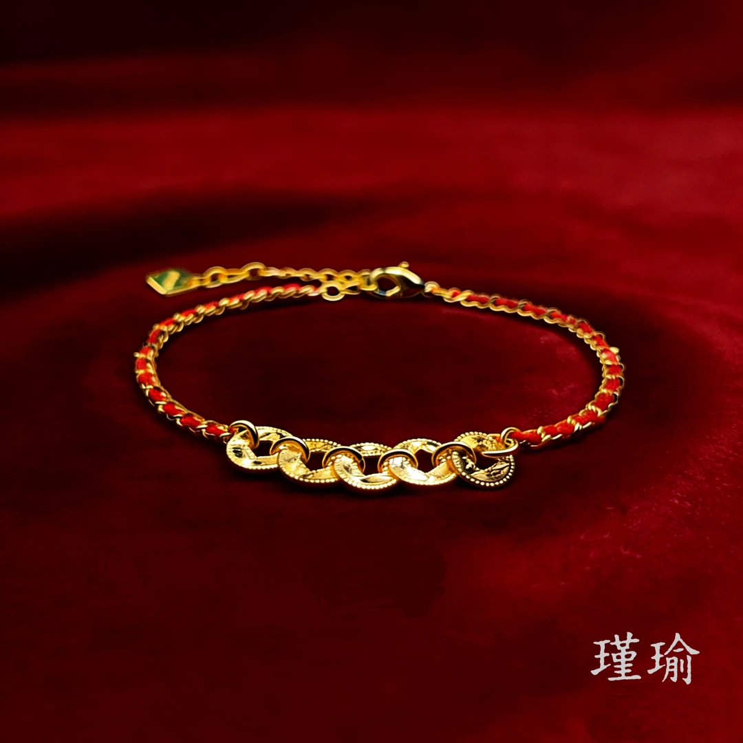 K03205经典红色绳子铜钱手链多样性发货49894