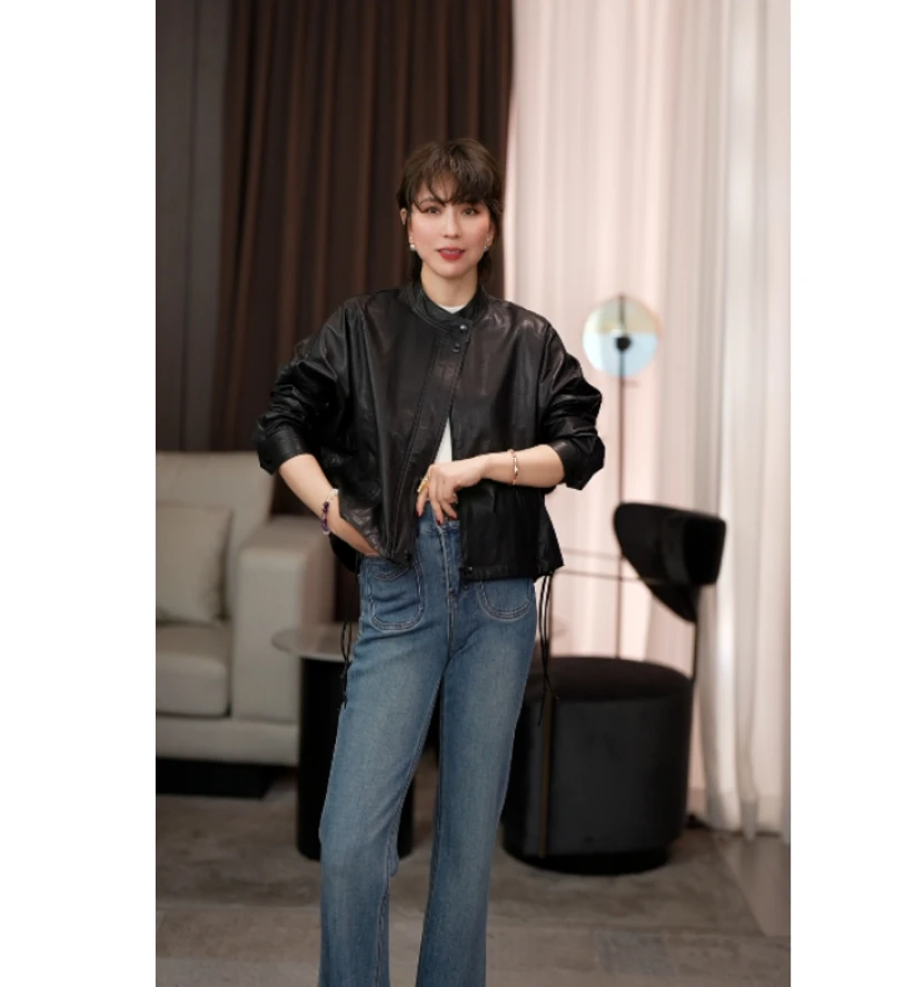 【K】高级百搭夹克圆扣皮衣KX3825022301