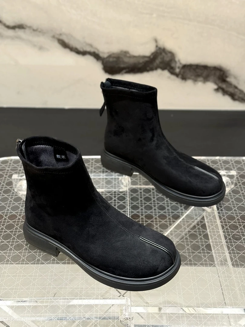 01-151复古粗跟马丁靴女英伦风软瘦瘦靴炸街小短靴