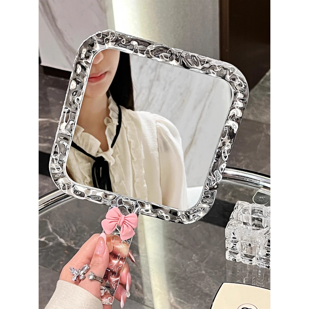 高颜值折叠手持化妆镜女便携美容镜小镜子双面补妆镜美容院手柄镜