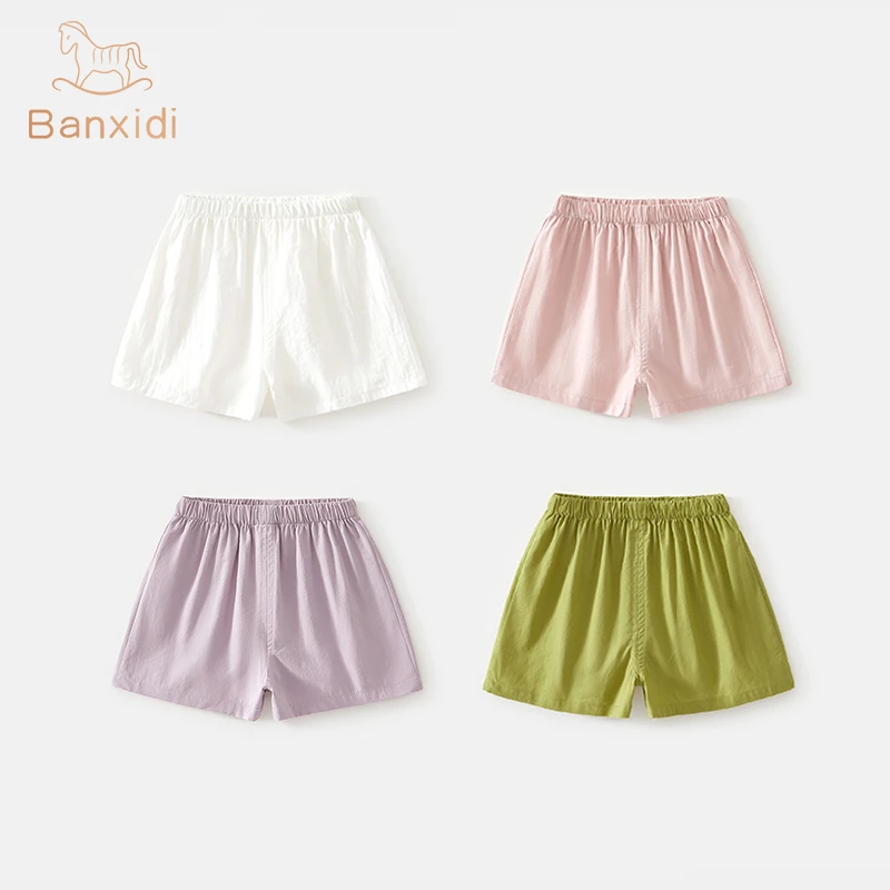 班喜迪女童裤子夏薄款新款女宝宝五分短裤童装夏季儿童休闲直筒裤