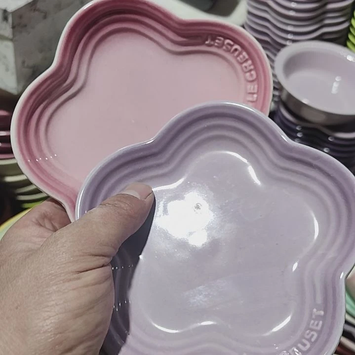 陶瓷便携款瑕疵小梅花5.5寸粉十紫