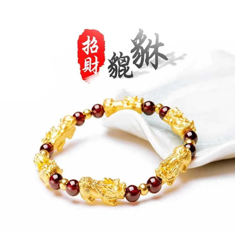 香港金六福KLFOOK古法貔貅手链-