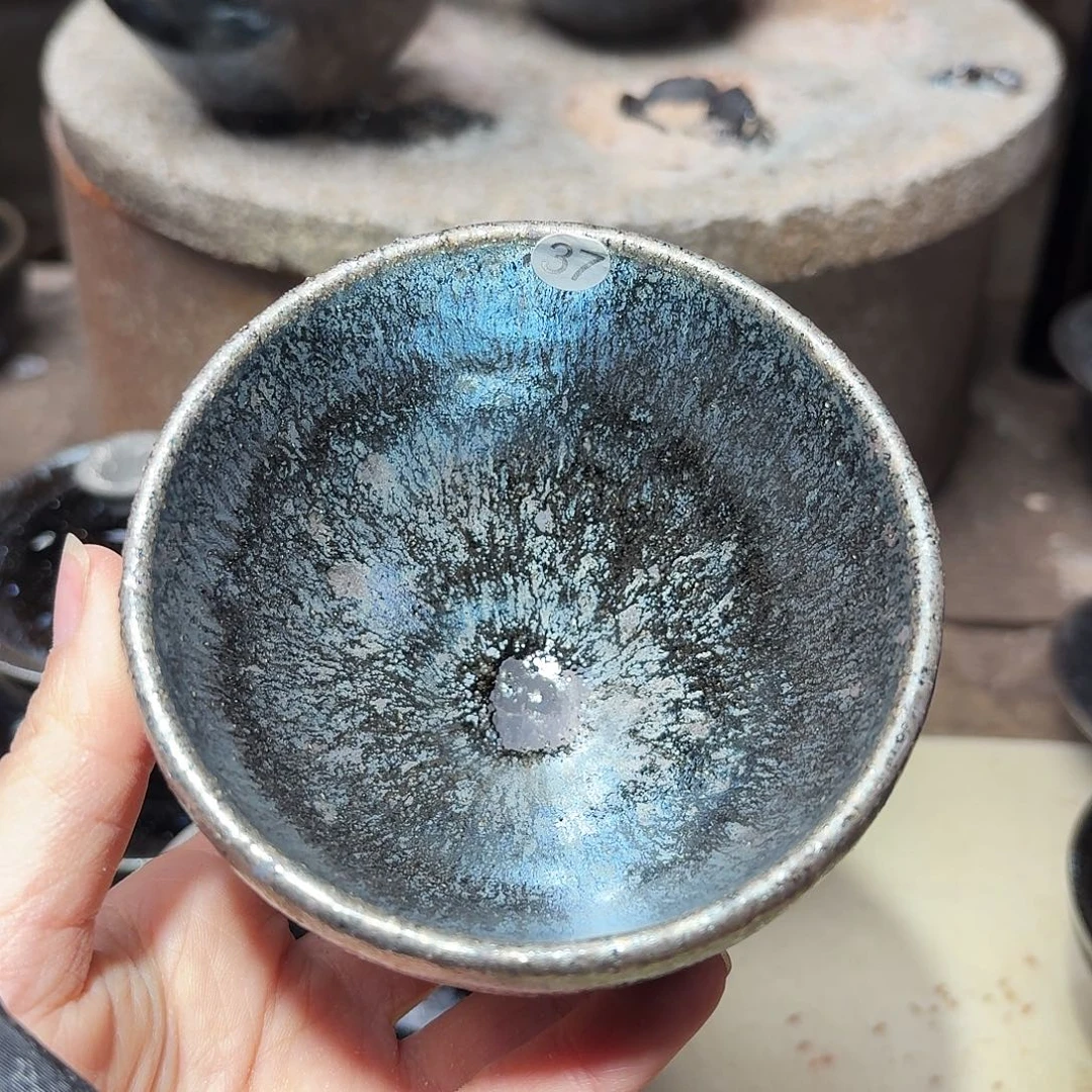 茶盏义兴龙窑柴烧建盏37落灰烧