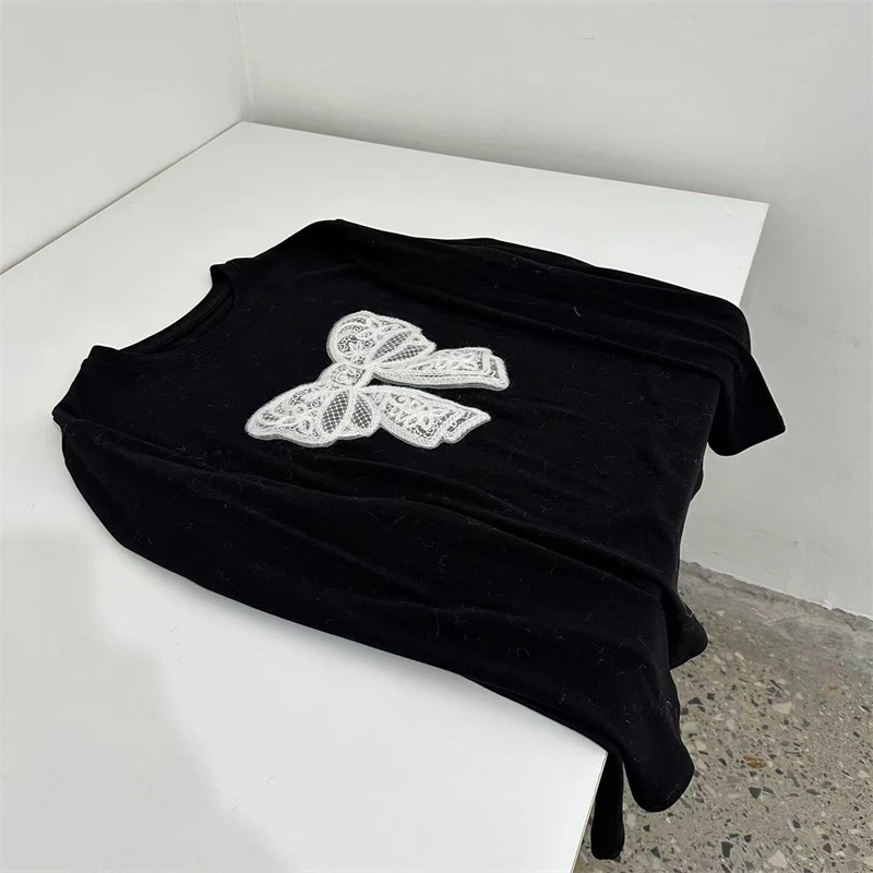 清慵懒风圆领蝴蝶结上衣    NO.退NO.换