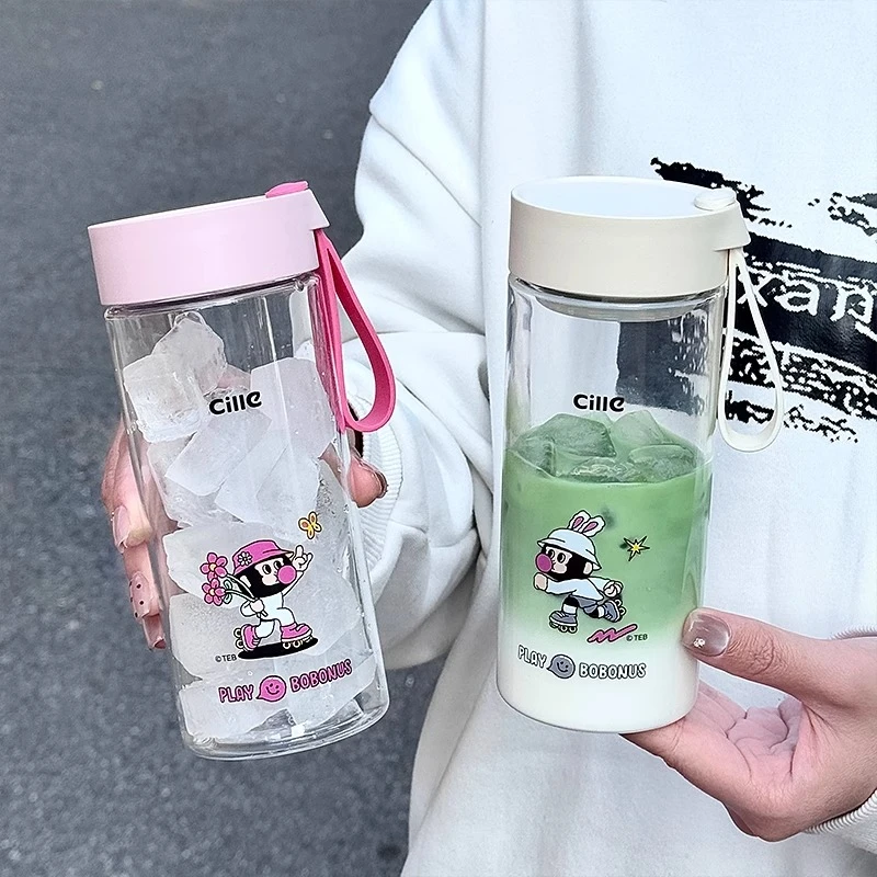 希乐水杯女生高颜值tritan塑料杯学生便携食品级加厚耐高温果茶杯