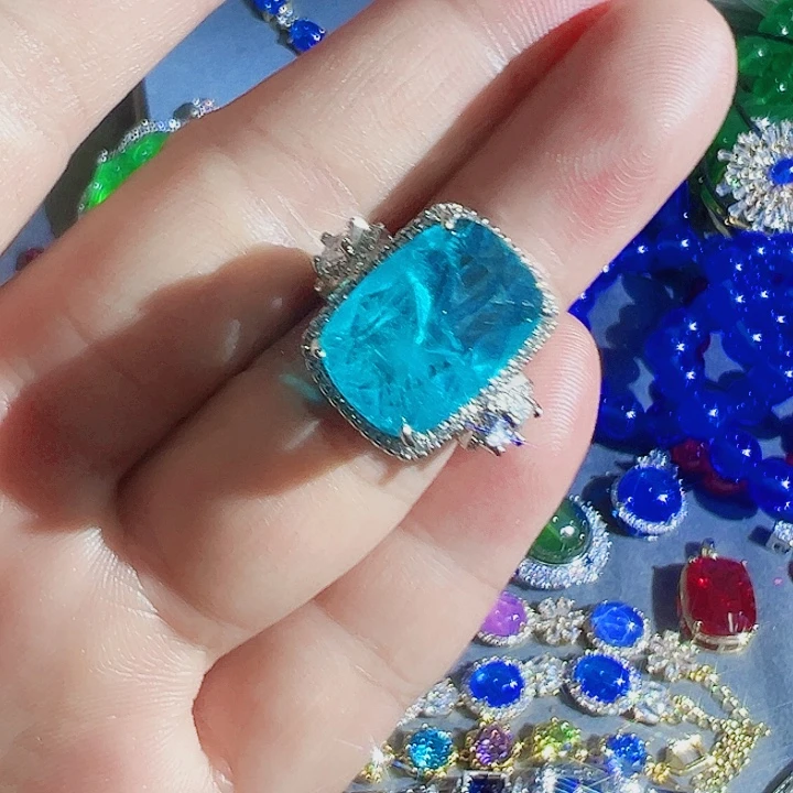 钨金红色蓝色满钻镶嵌