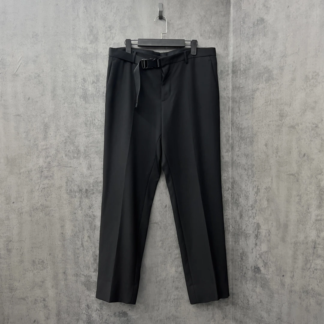 未使用 Prada/普拉达 腰带五金Logo羊毛休闲裤/ZK83/52码