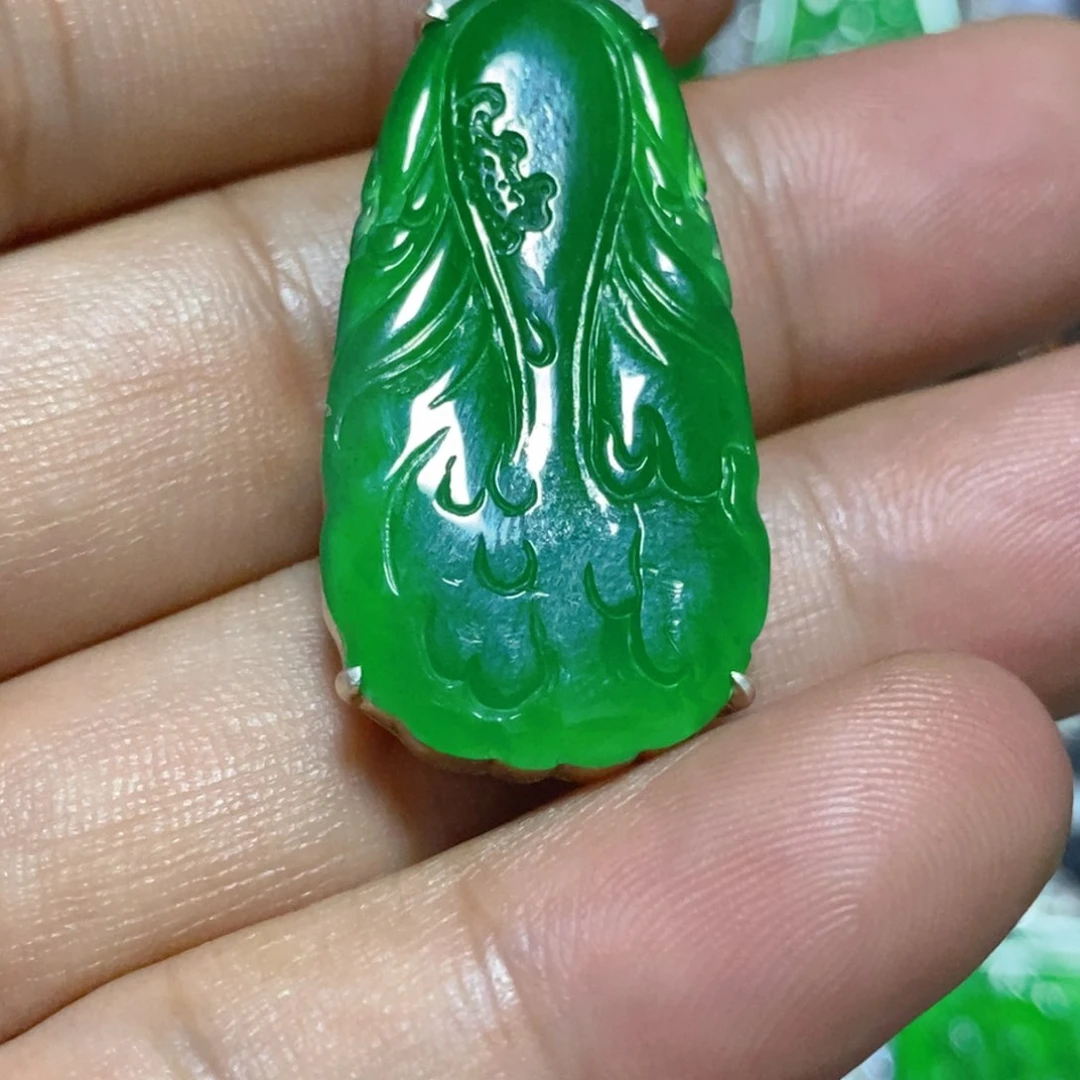 吊坠(不含链)银S925镶嵌翡翠9