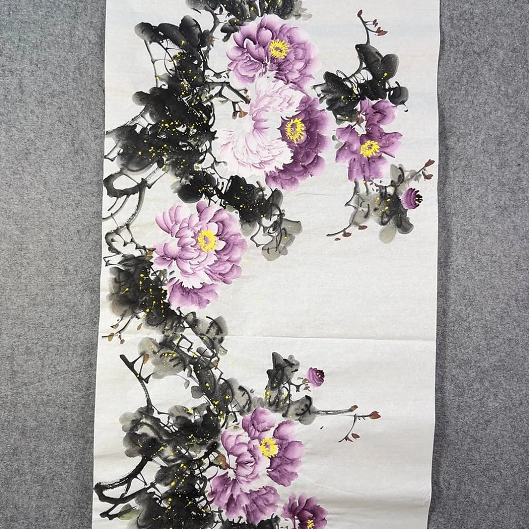 国画163 花鸟在树丛的顶端鸣叫叫声响