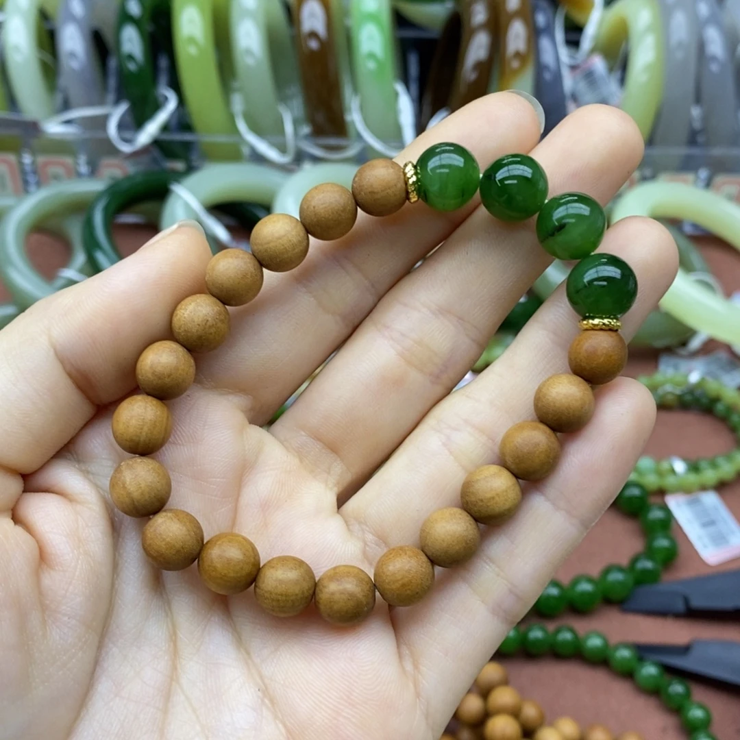 和田玉未镶嵌手串卡9