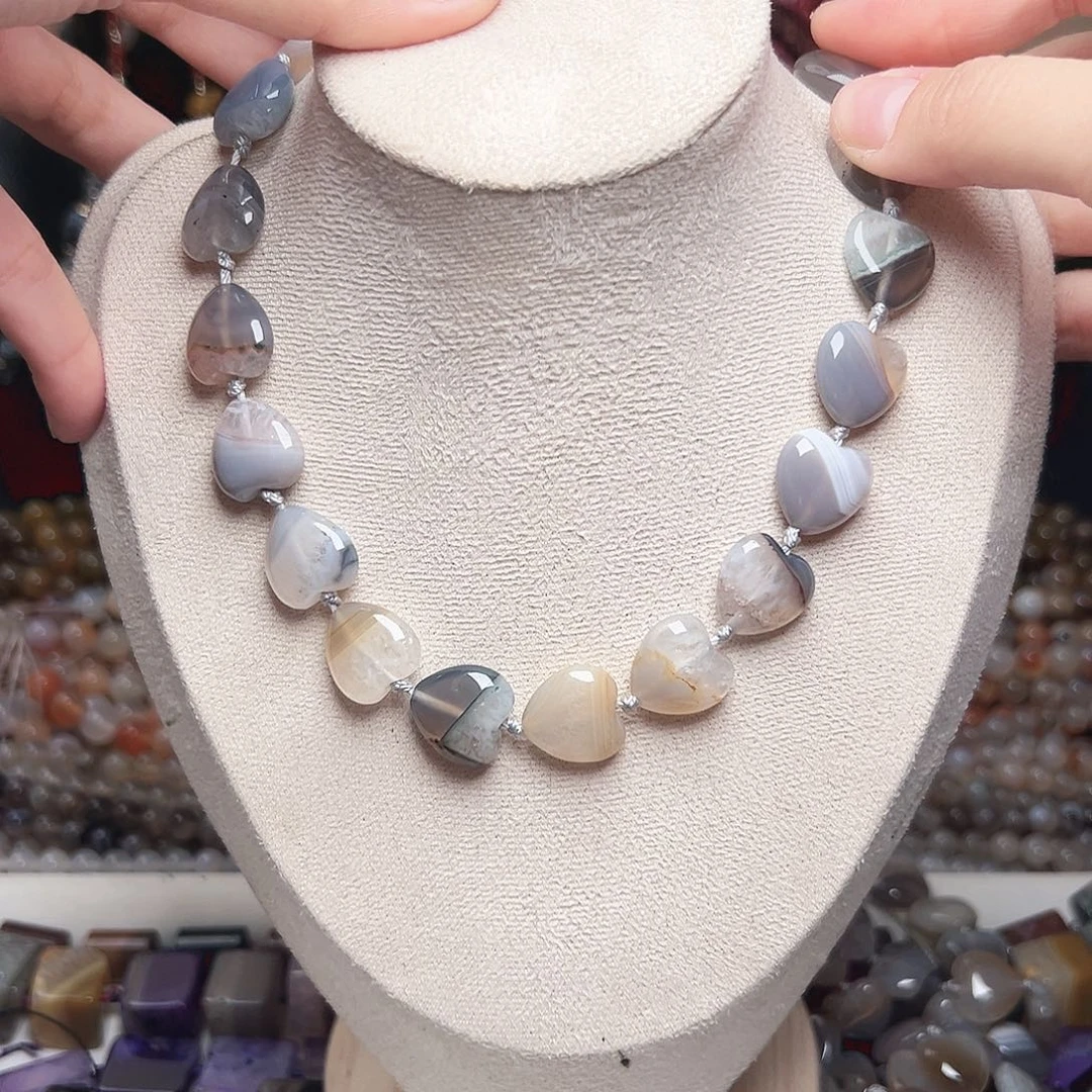 玛瑙/玉髓合金珠宝半成品x215 16m 烟霞心珠一条