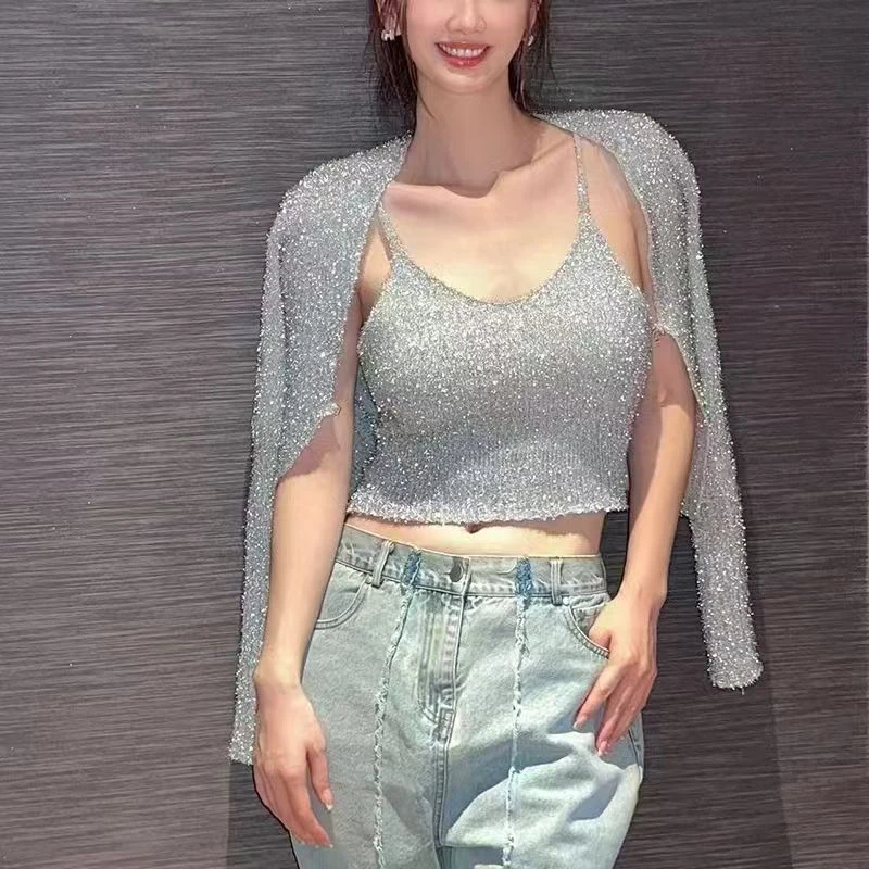 意大利（进口）羽毛纱  闪闪纱  V领   开衫 H专属纱线