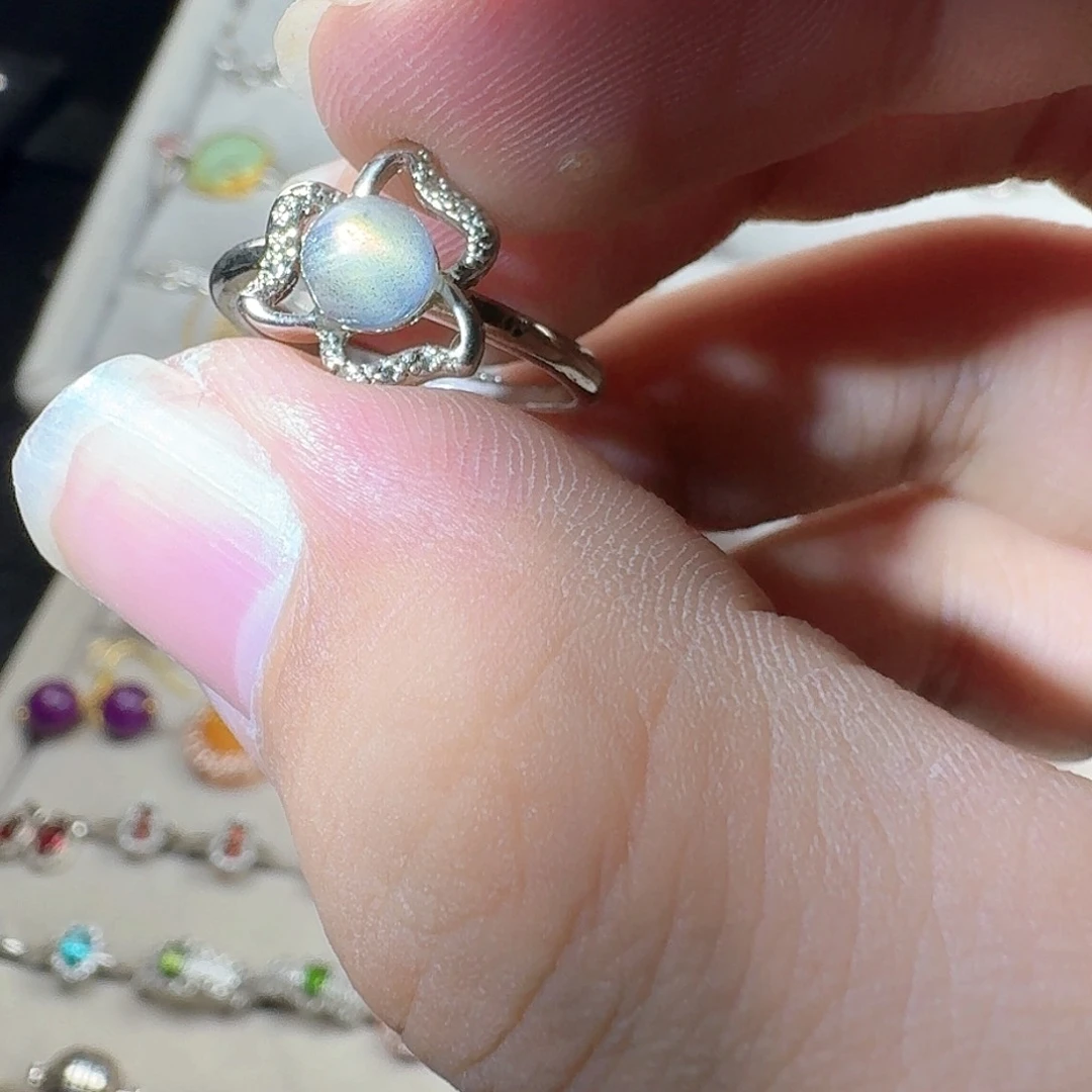 芙蓉石戒指银S925镶嵌