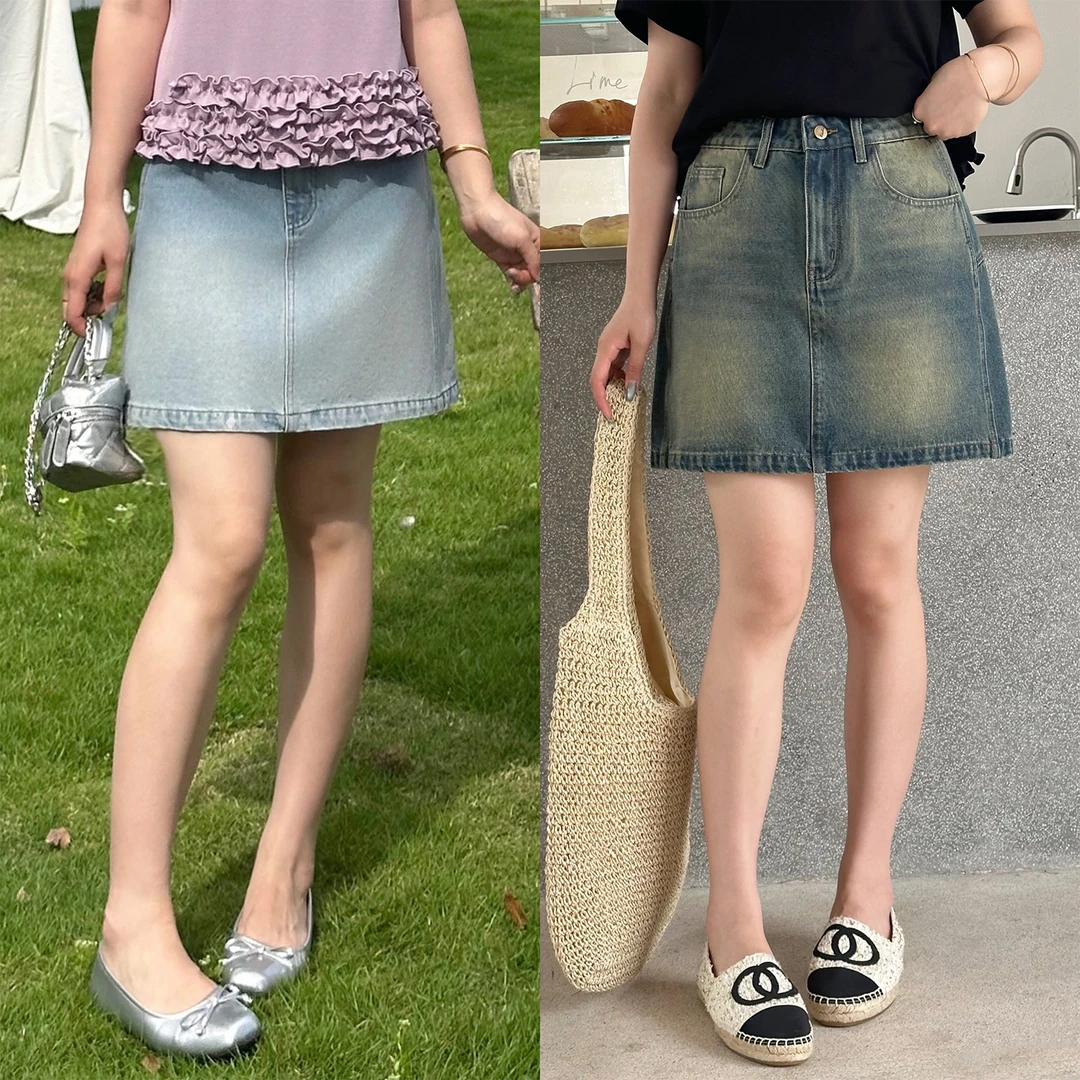 裂渡宣宣【惬意街头】微胖大码女夏气质百搭显瘦牛仔短半裙ZY506A20