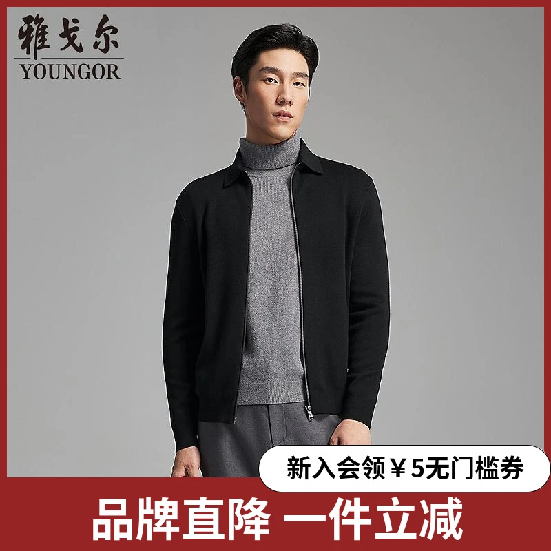 【可机洗绵羊毛】雅戈尔官方25年新款秋冬季男士翻领毛衫外套简约