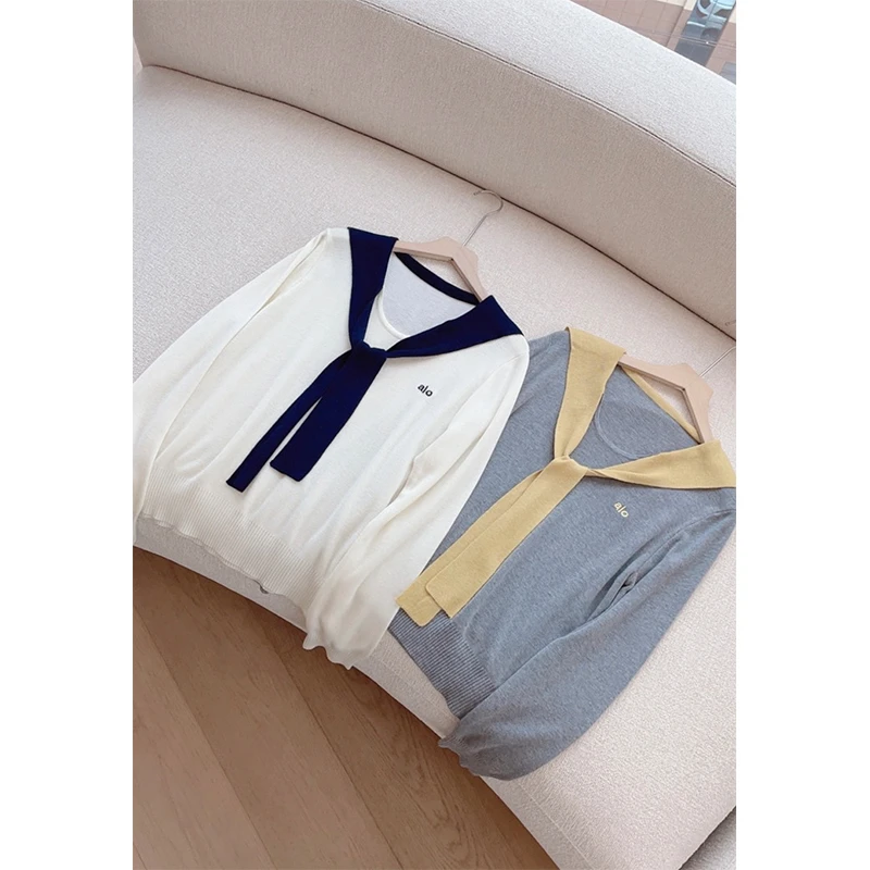 【学院风披肩】假两件长袖针织衫叠穿上衣