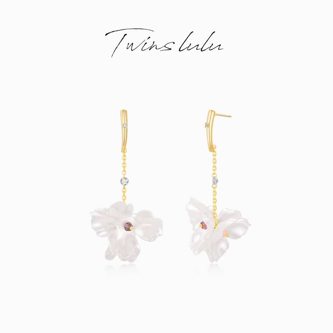 TWINS LULU 镀K金新年款精致简约百搭度假花朵耳环TSL2965