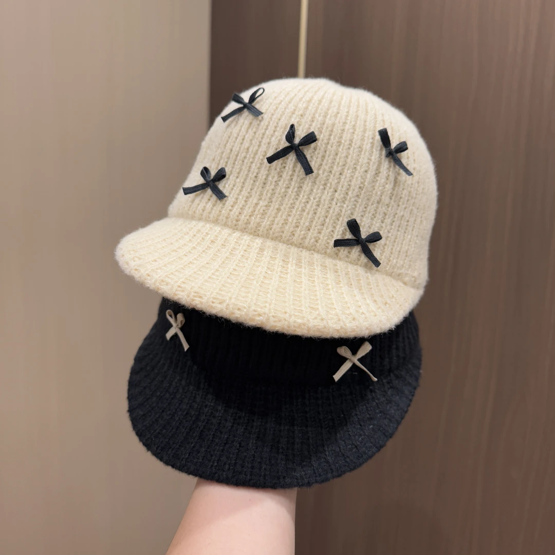MIDIXIN/米迪昕儿童秋冬韩系针织鸭舌帽女宝宝学院风洋气马术帽