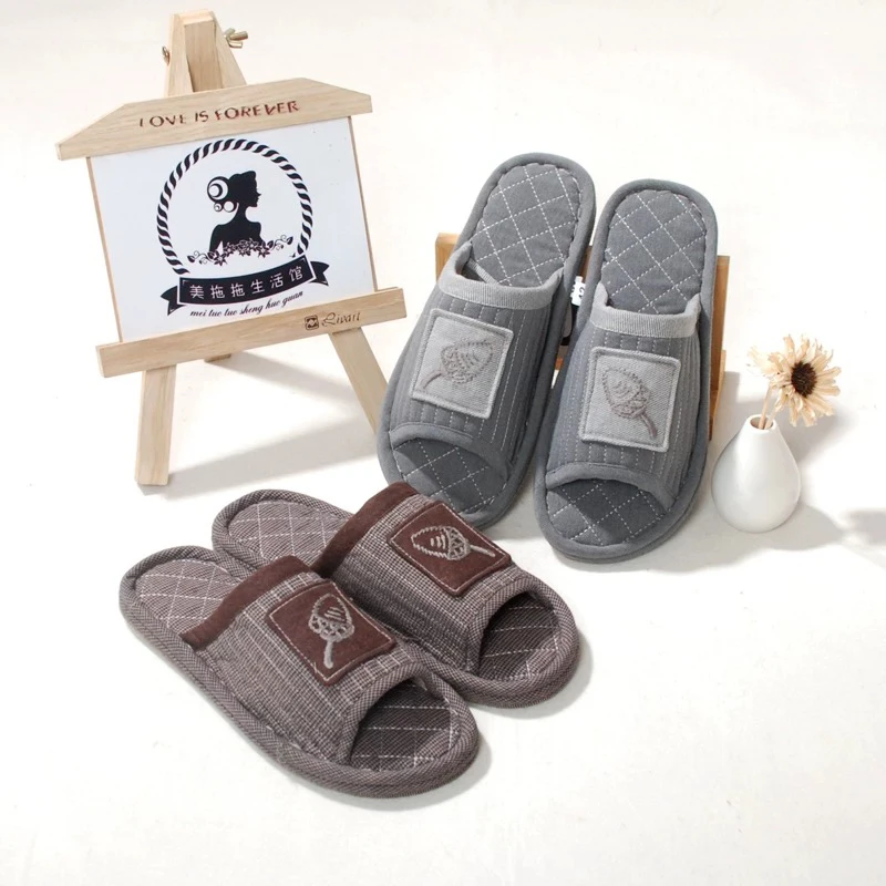 四季通用亚麻拖鞋男女情侣款室内家居防滑吸汗不磨脚