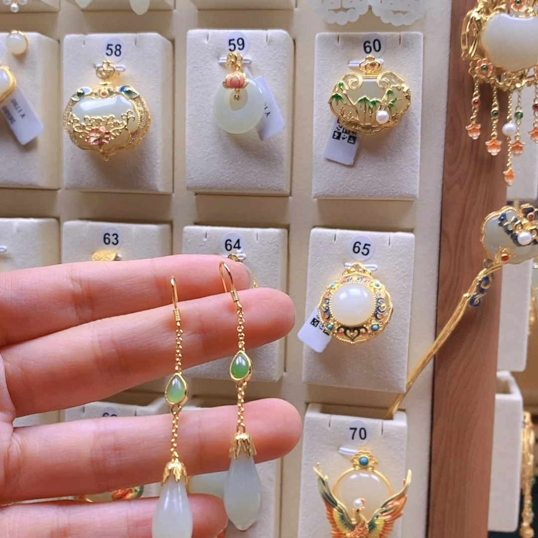 和田玉颈饰银S925镶嵌