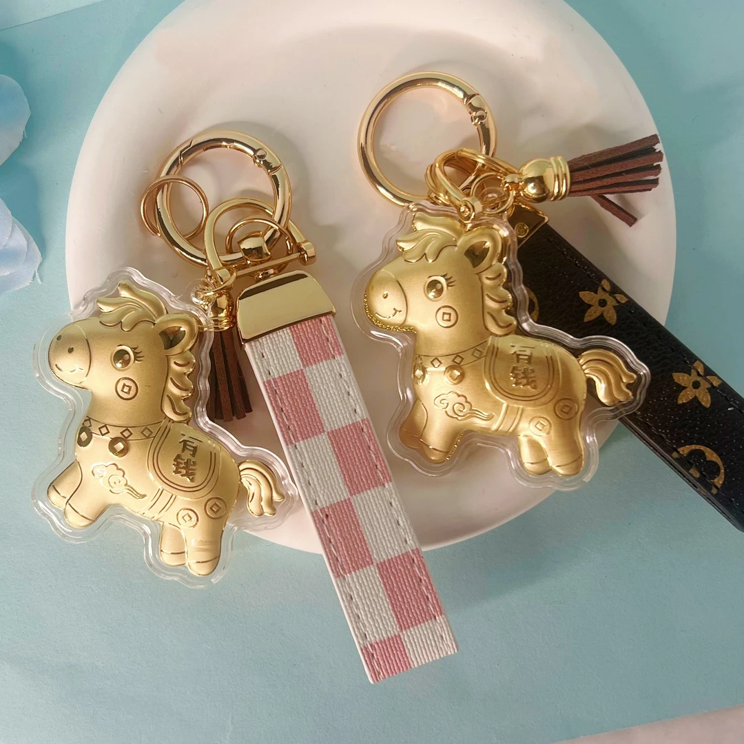含金工艺品含金可爱卡通“马上有钱”钥匙扣