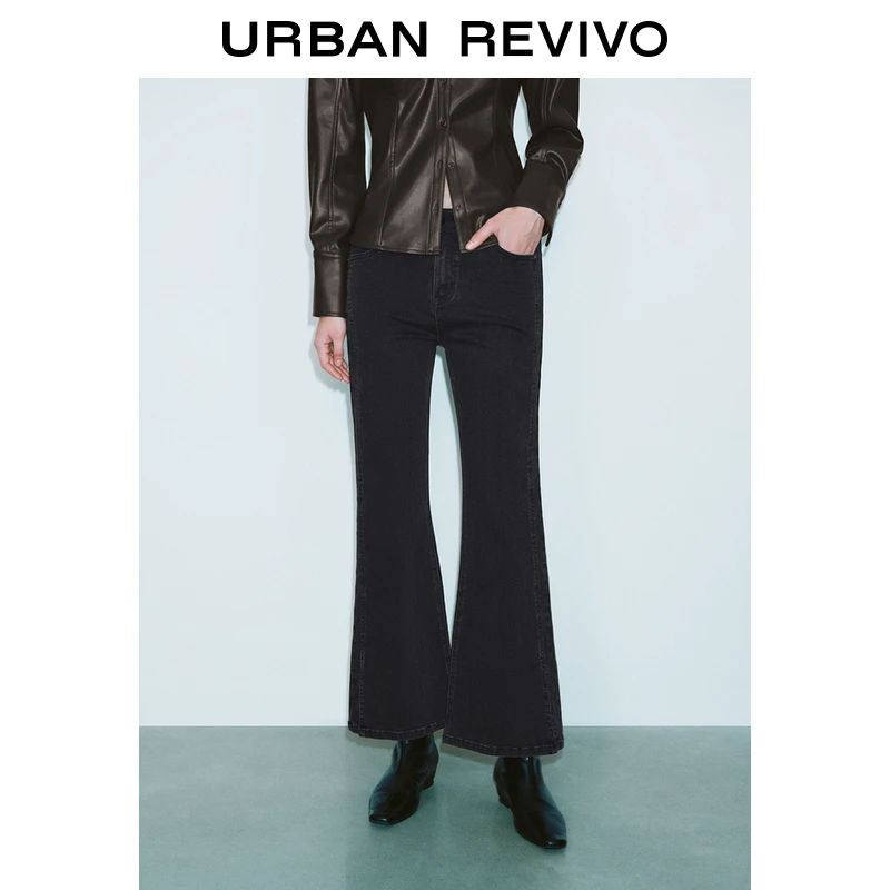 UR2025秋季新款女装复古水洗休闲微喇牛仔长裤UWM850045
