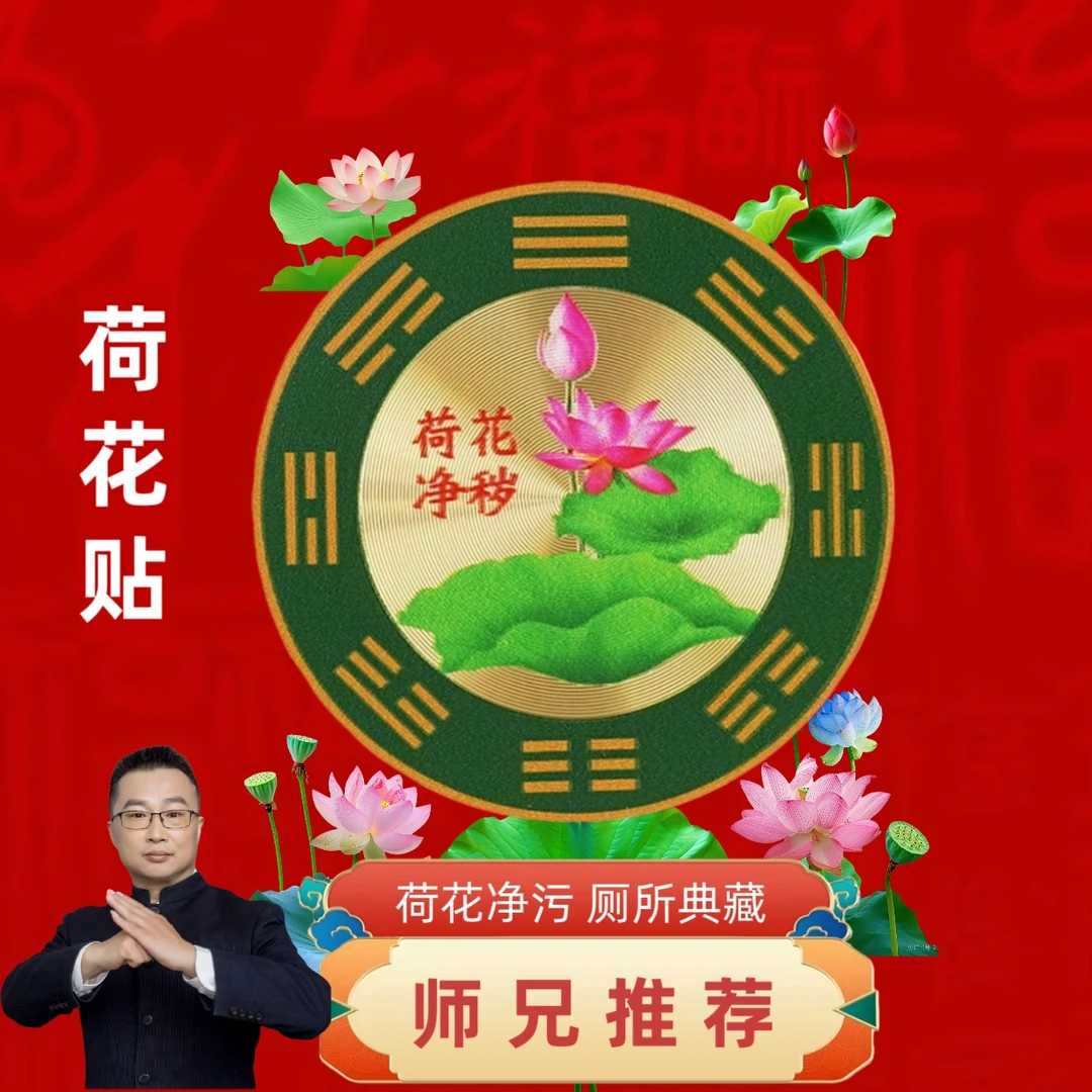 【师兄推荐】荷花装饰贴厕所窗户贴饰净秽荷花图家居装饰 直径8CM