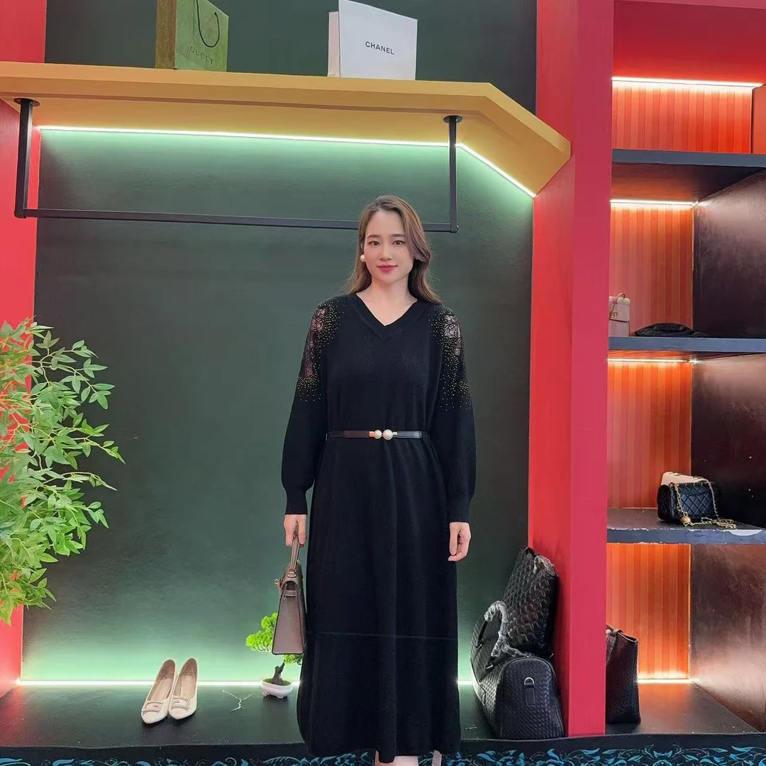 8825多金大码气质减龄长款A字裙子春秋季女装设计连衣裙女