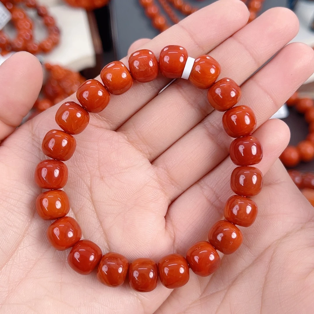 南红玛瑙未镶嵌瓦西高货锦红满肉老型单圈10mm