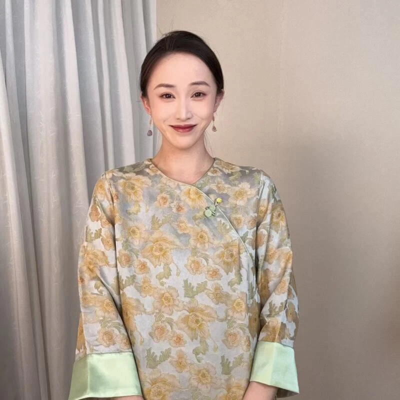 【春色满园】2025新款新中式国风缂丝提花茶服小衫ZH-3