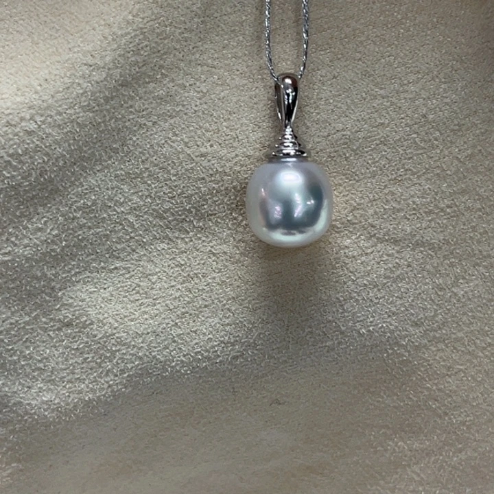 颈饰银S925镶嵌海水珍珠9-10mm9号